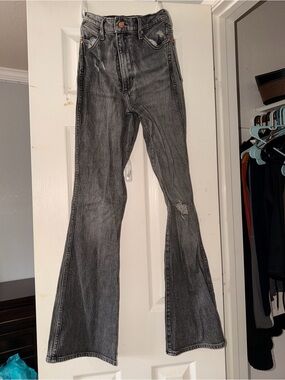 Wrangler Women’s Gray Distressed Flared Jeans